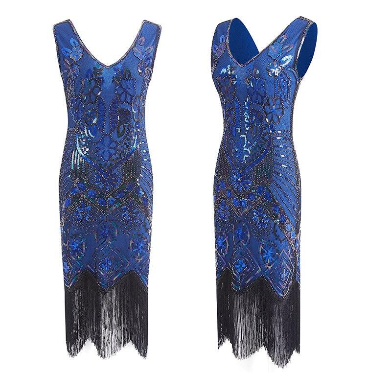 Vestido Vintage Parisiense Anos 1920 Azul