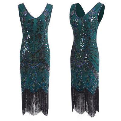 Paris 1920 Vestido Vintage Verde