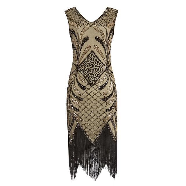 Vestido Estilo Anos 20 Dourado