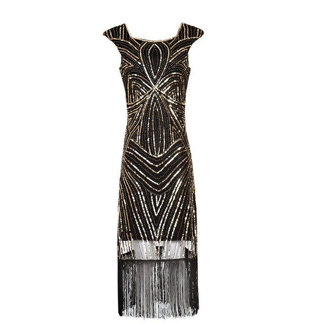 Vestido Vintage Retrô Preto Dourado Anos 1920