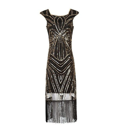 Vestido Vintage Retrô Preto Dourado Anos 1920
