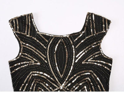 Vestido Vintage Retrô Preto Dourado Anos 1920