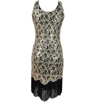 Vestido Vintage Sexy Preto Dourado Dos Anos 1920