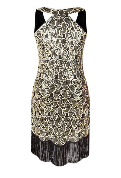 Vestido Vintage Sexy Preto Dourado Dos Anos 1920