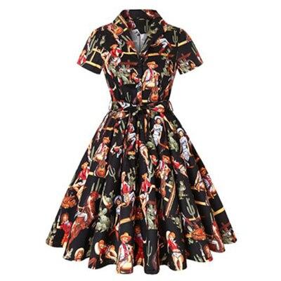 Vestido Vintage Plus Size Anos 60 Pin-Up Preto