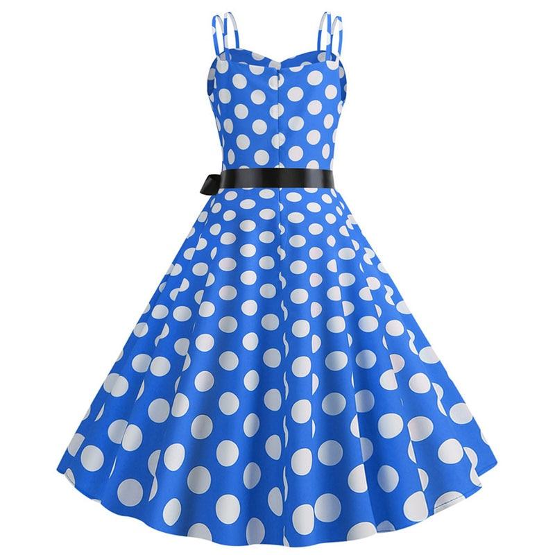Vestido Vintage Rockabilly De Bolinhas Azuis