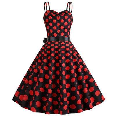 Vestido Rockabilly Vintage Pontos Vermelhos Pretos