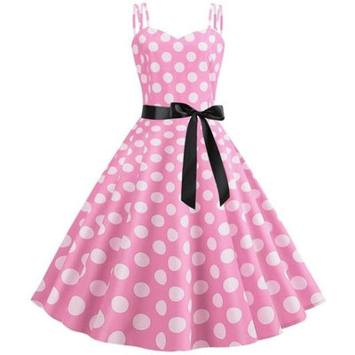 Vestido Vintage Rockabilly Rosa De Bolinhas