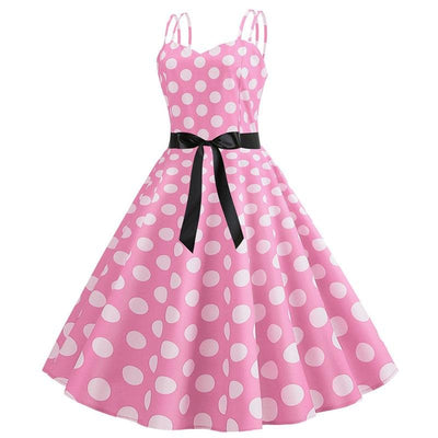 Vestido Vintage Rockabilly Rosa De Bolinhas