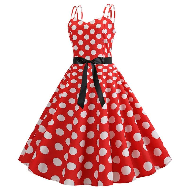 Vestido Rockabilly Vermelho Vintage Com Bolinhas Brancas