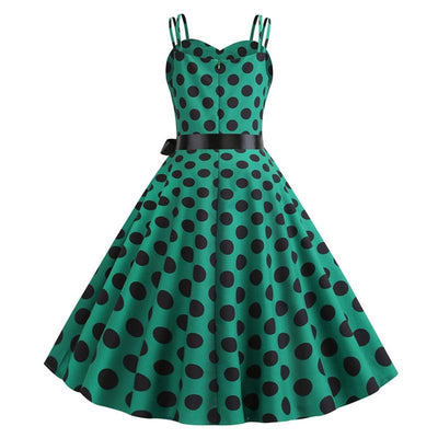 Vestido Rockabilly Vintage Ervilhas Verdes