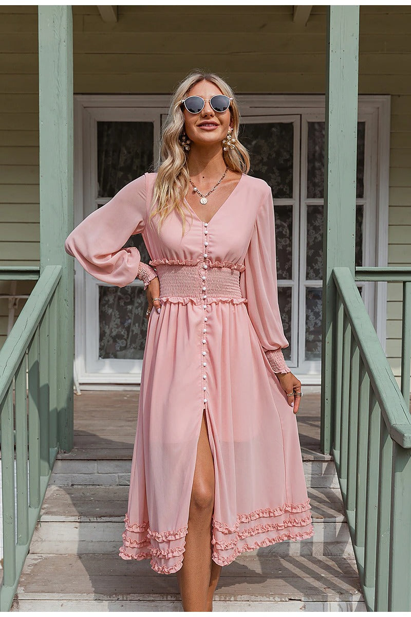 Vestido Longo Vintage De Chiffon